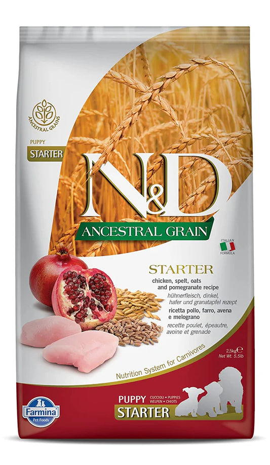 Farmina N&D Chicken & Pomegranate Ancestral Grain Starter Dry Dog Food