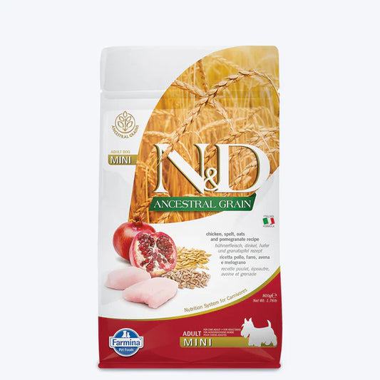 Farmina N&D Low Grain Mini Breed Adult Dry Dog Food Chicken & Pomogranate