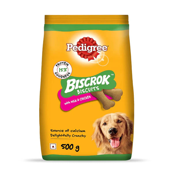 Pedigree Biscrok Dog Biscuit, Chicken & Milk Flavour – 500g