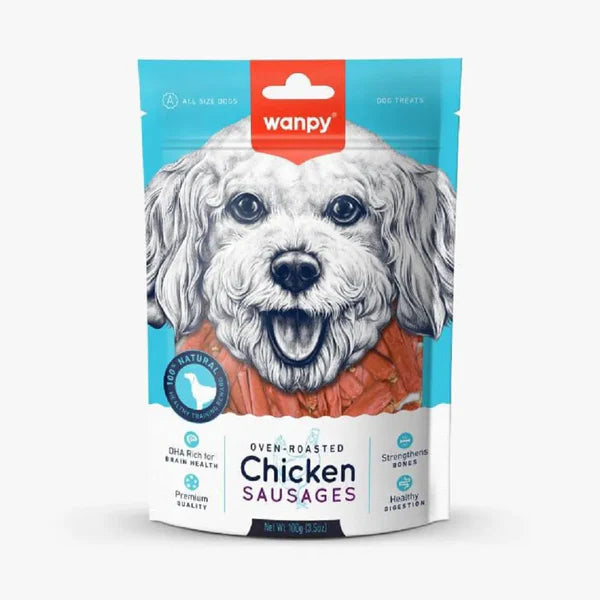 Wanpy Oven Roasted Chicken Sausages Dog Treats – 100g