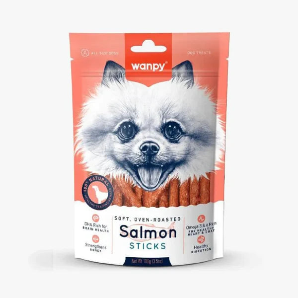 Wanpy Soft Oven Roasted Salmon Sticks – Dog Treats, 100g