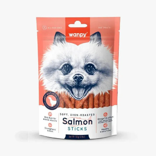 Wanpy Soft Oven Roasted Salmon Sticks – Dog Treats, 100g